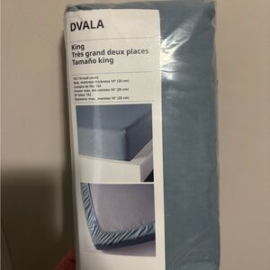 IKEA DVALA King Size Fitted Sheet in Soft Blue